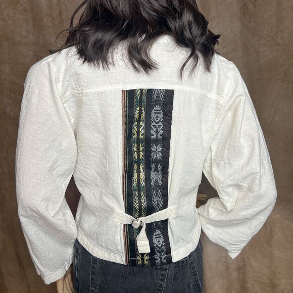 Tejidos Y Confecciones Folkloricos Vintage Tapestry Striped Shirt Button Up Boho - Picture 4 of 11